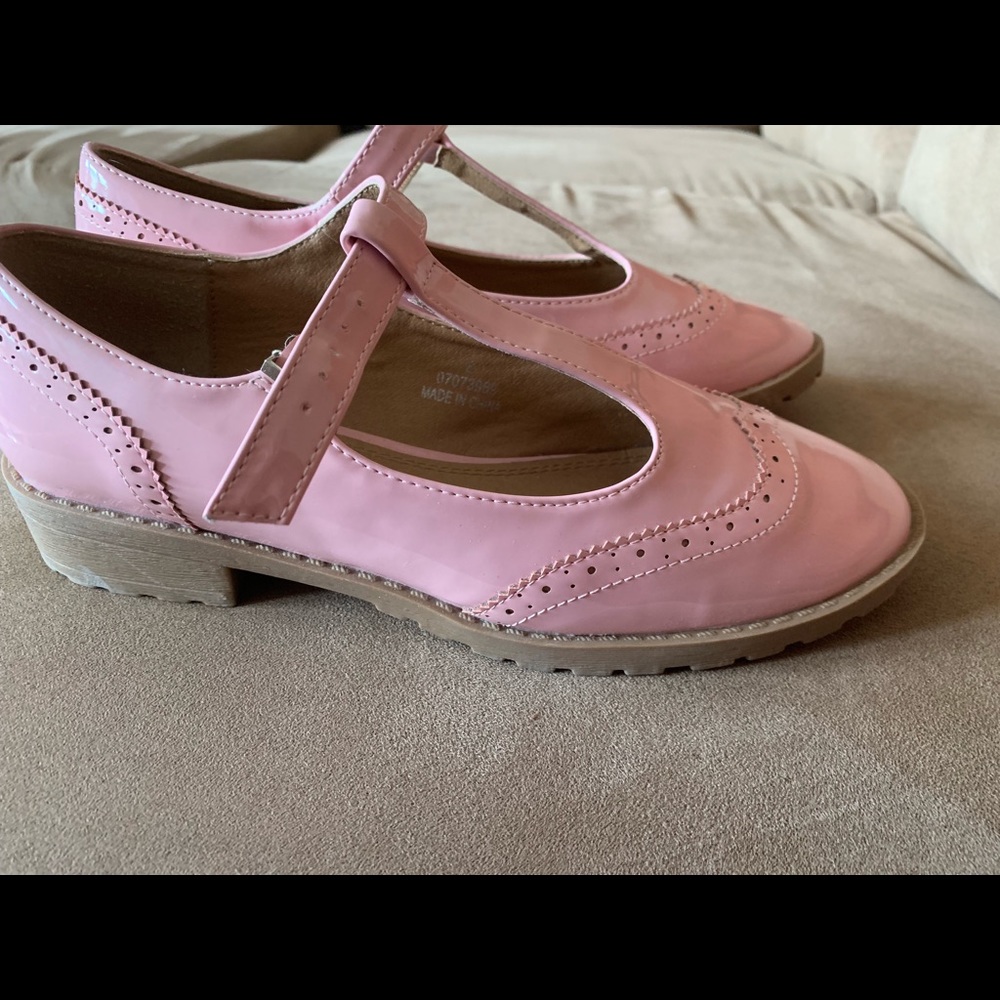 ASOS pink T strap shoes
